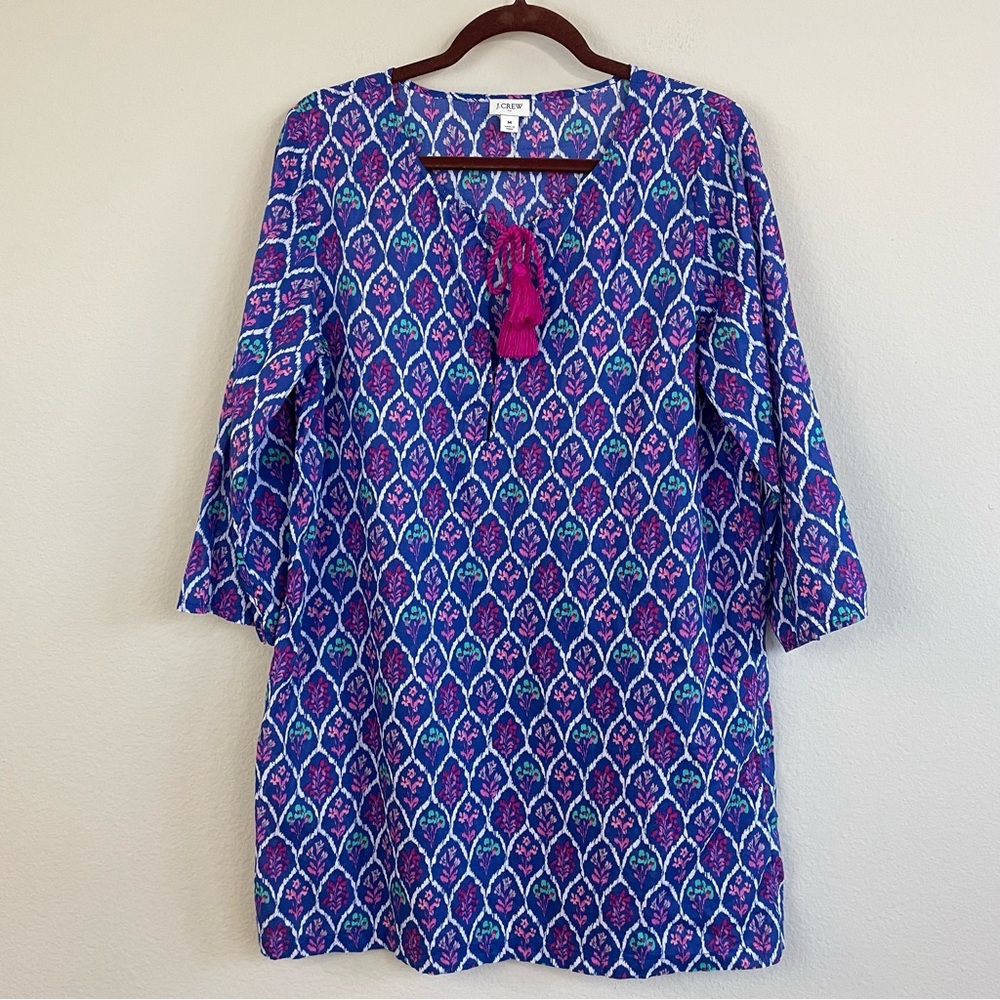 J. Crew Printed Beach Tunic Cover-Up Dress Size M - Picture 2 of 8